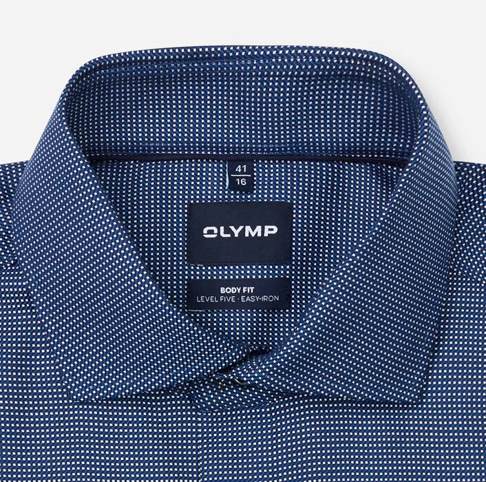 OLYMP - Level Five Body Fit Royal Kent Business Shirt, Marine Dotted
