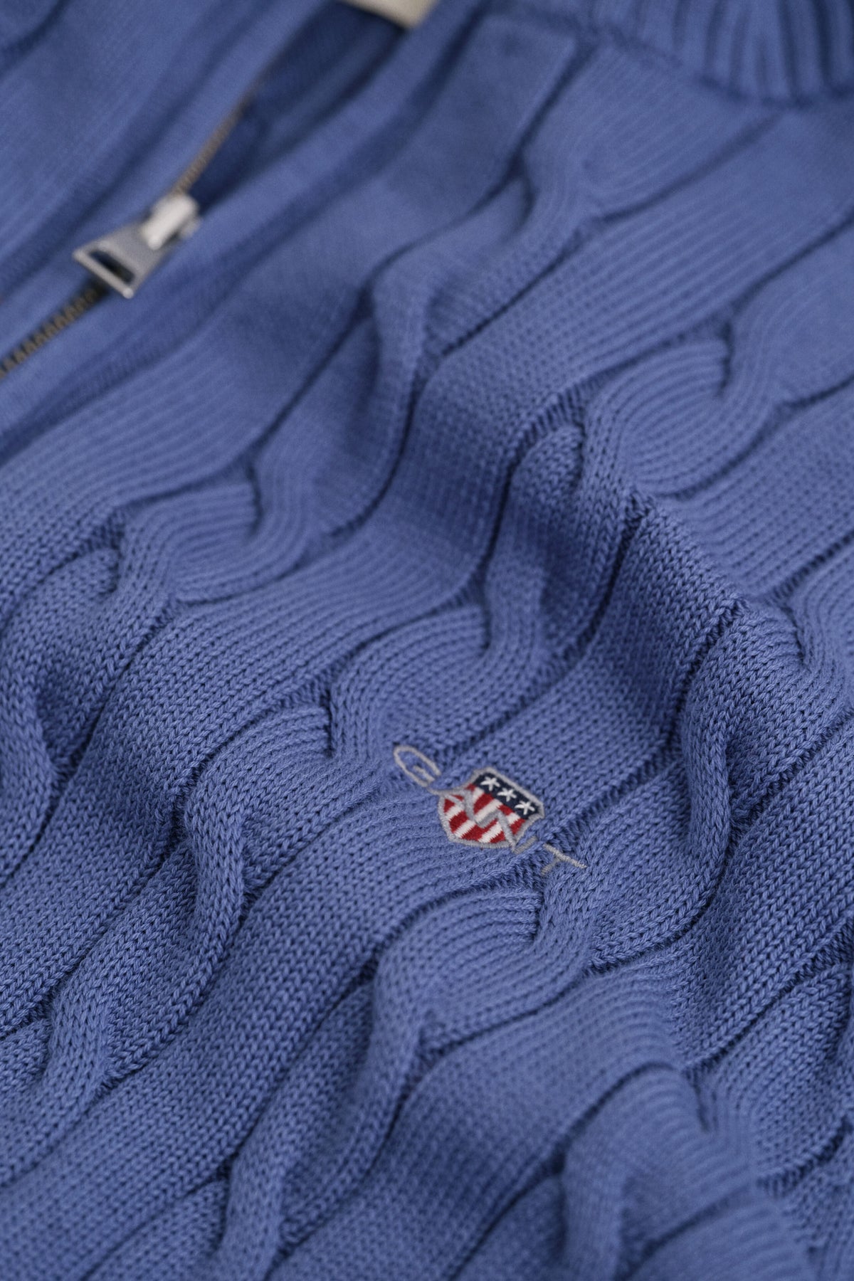 GANT - Cable Knit Half-Zip Sweater, Blue Horizon