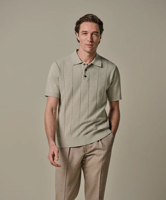 Profuomo - Aero Ease Polo, Beige Striped