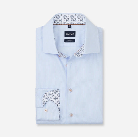 OLYMP - Modern Fit Houndstooth Shirt, Baby Blue