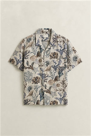 Gant - Reg AOP Camp Collar Shirt, Oat Beige