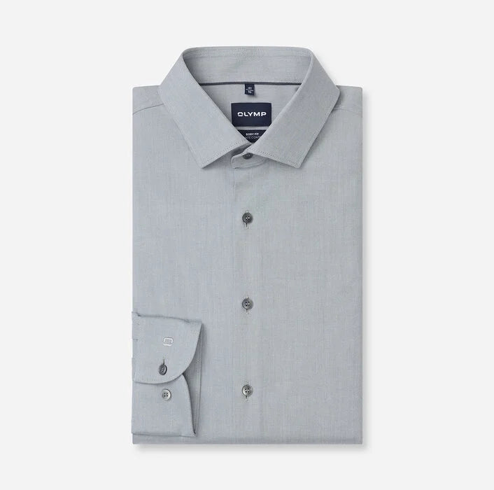 OLYMP - Level Five 24/Seven Body Fit Modern Kent Business Shirt, Muted Green