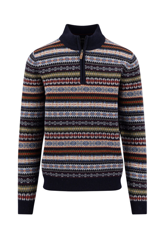 Fynch Hatton - Wool Christmas Half-Zip, Navy