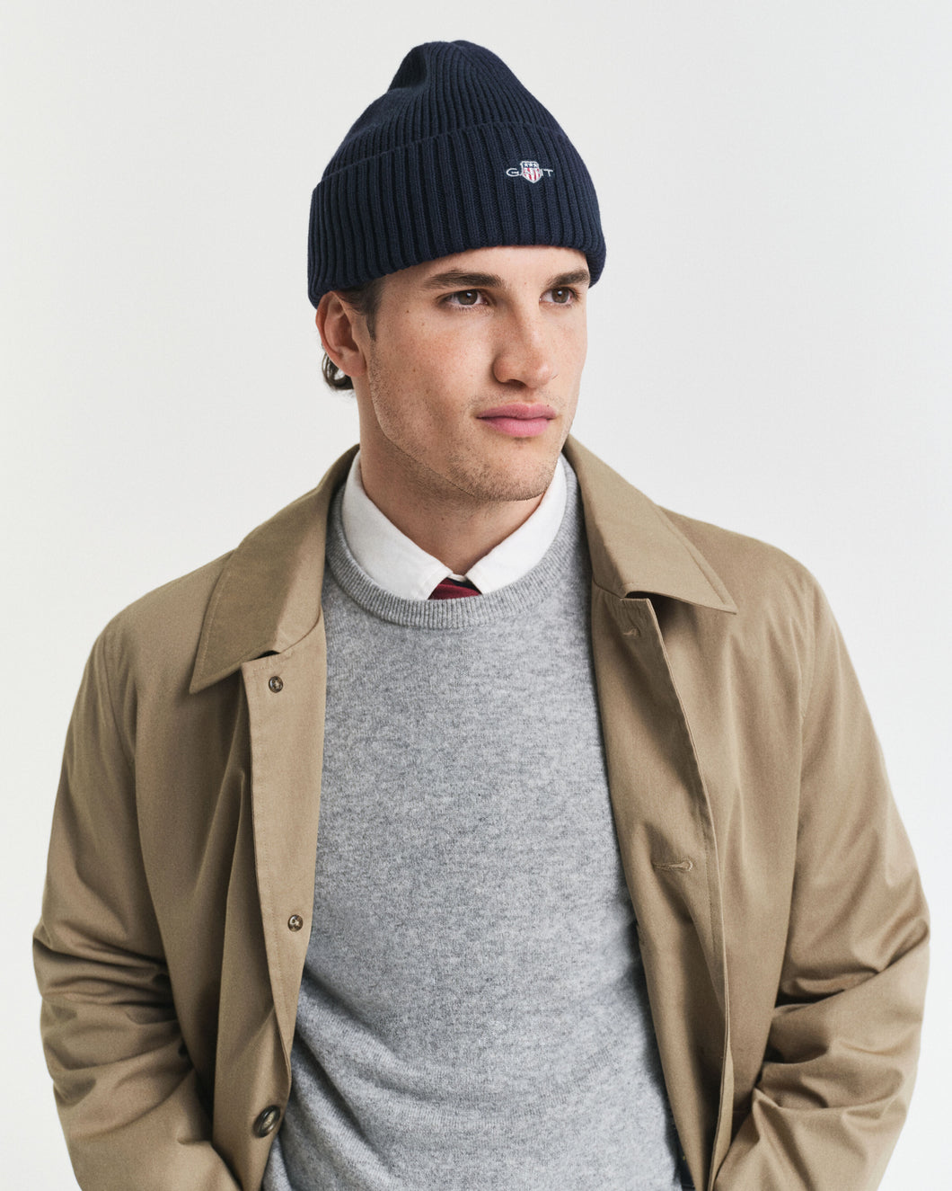 GANT - Cotton Blend Logo Beanie, Marine