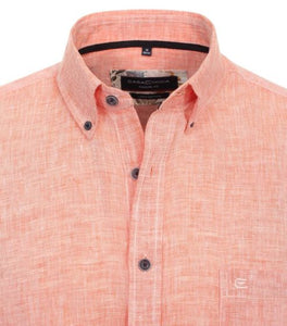 Casa Moda - Short Sleeve Linen Shirt, Peach