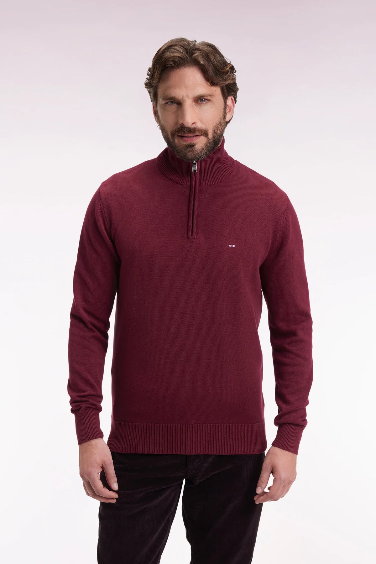Eden Park - Heavy Cotton Trucker Neck Quarter-Zip, Burgundy