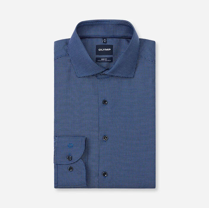 OLYMP - Level Five Body Fit Royal Kent Business Shirt, Marine Dotted