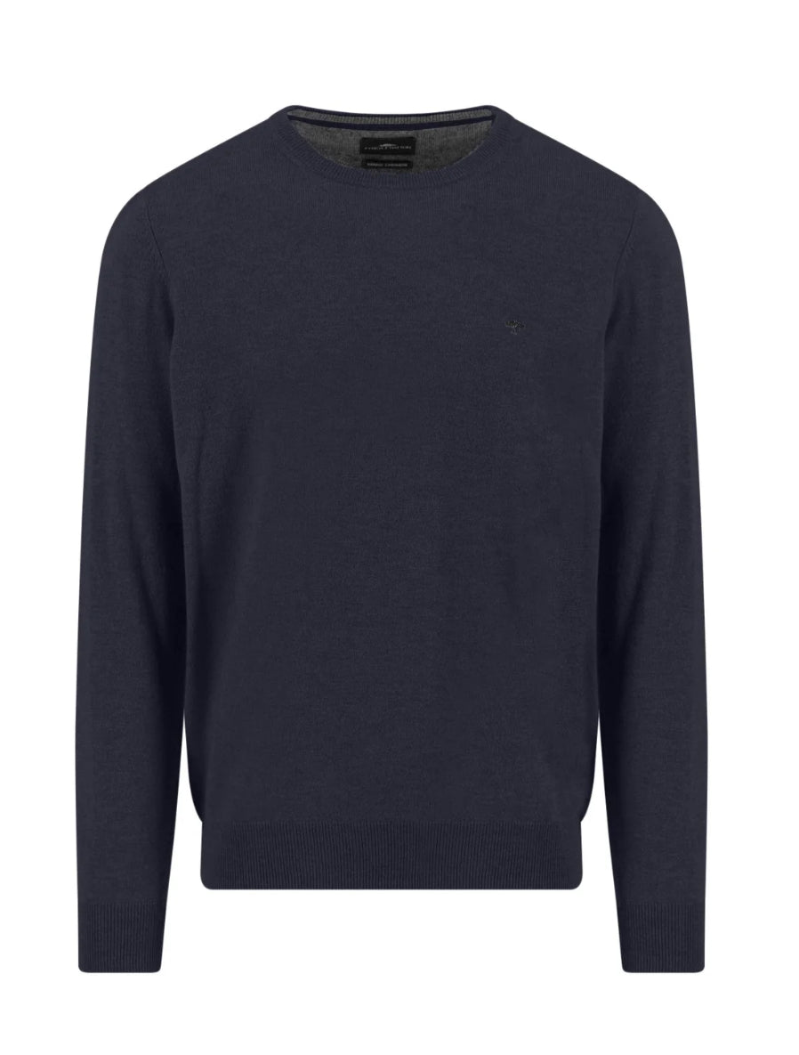 Fynch Hatton - Merino Cashmere, Crew Neck, Navy