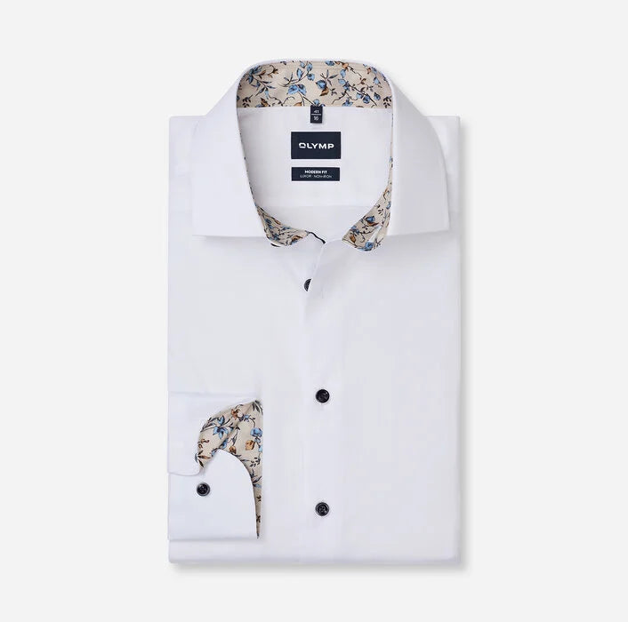 OLYMP -Luxor Modern Fit Global Kent Business Shirt, White