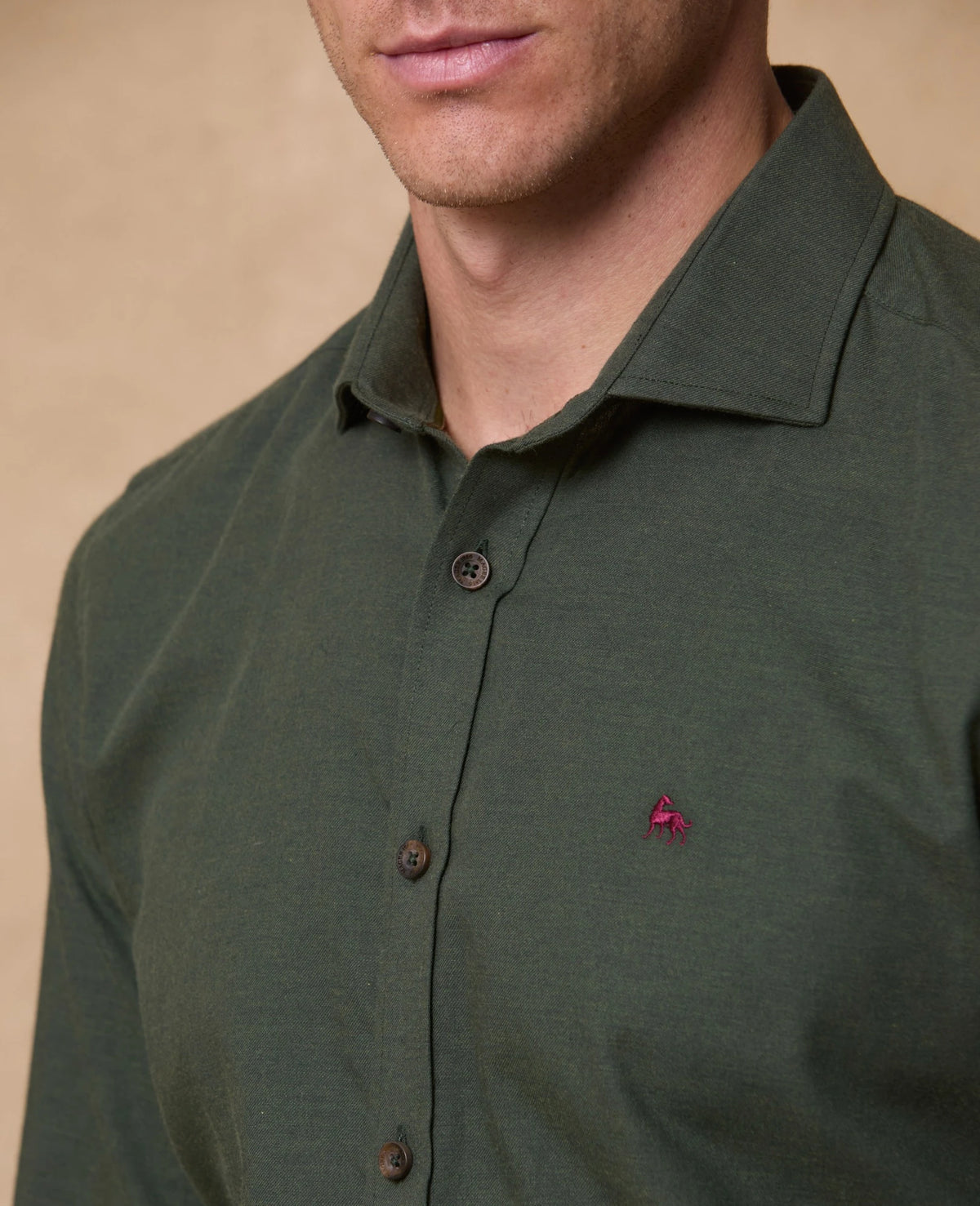 Magee - Tailored Fit Kippure Brushed Cotton Shirt, Forest Green