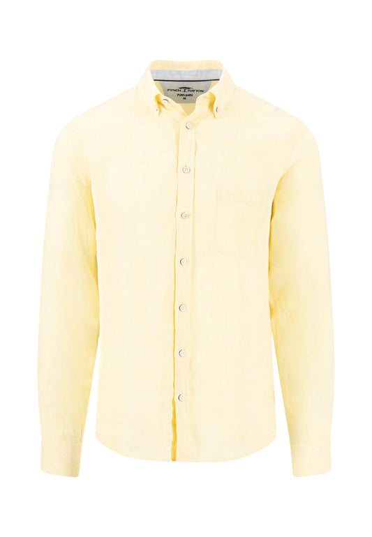 Fynch Hatton - Linen Button-Down Collar Shirt, Pale Yellow