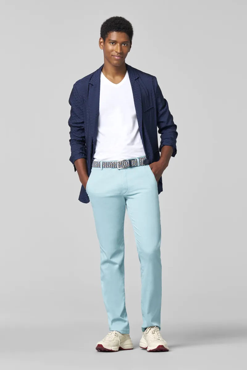 Meyer - Roma Comfort Fit Fine Cotton Chino, Aqua