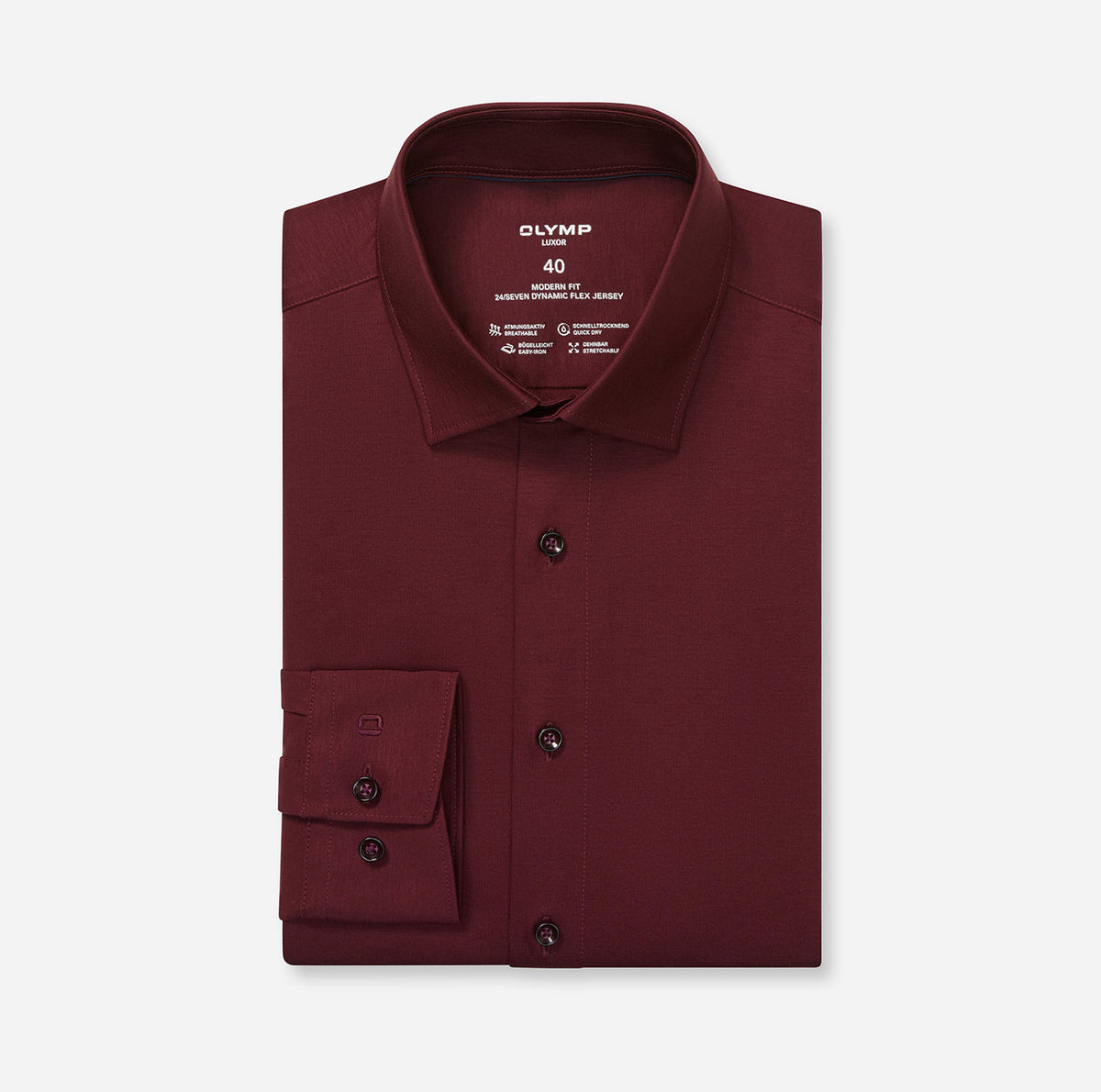 Olymp - Luxor 24/Seven Modern Fit Business Shirt, New Kent, Chianti
