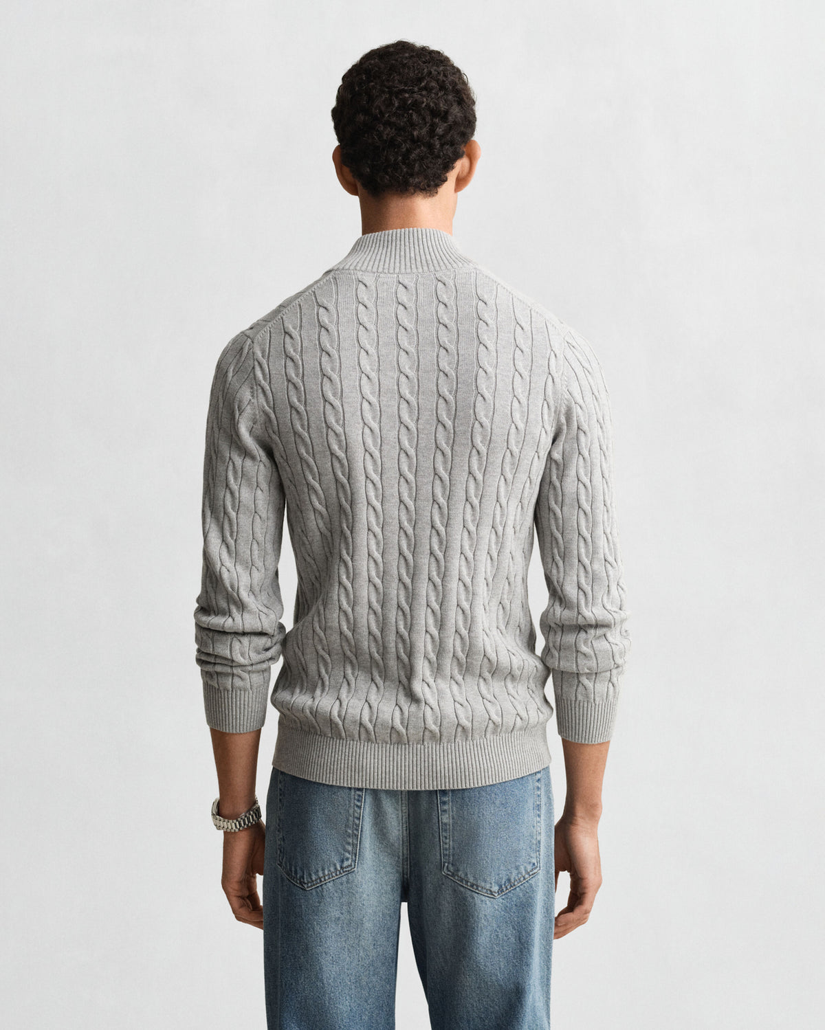 Gant - Cotton Cable Half Zip, Grey Melange