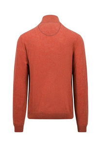 Fynch Hatton - Quarter Zip Knit Jumper, Rust