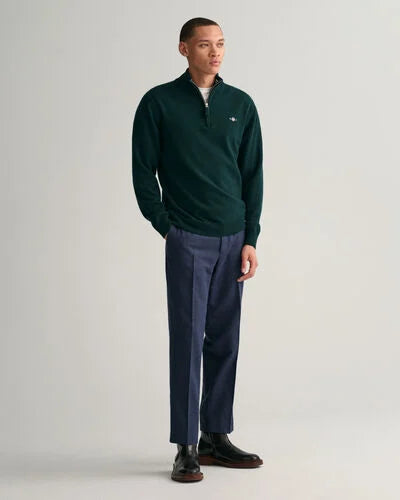 GANT - Super Fine Lambswool Half-Zip Sweater, Tartan Green (XL only)