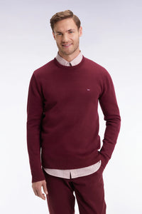 Eden Park - Heavy Cotton Round Neck Sweater, Burgundy