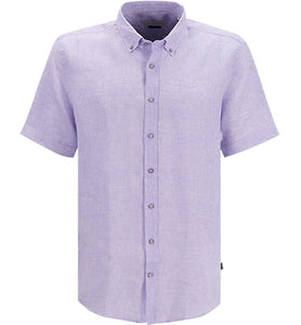 Bugatti - Linen Short Sleeve Shirt - Lilac