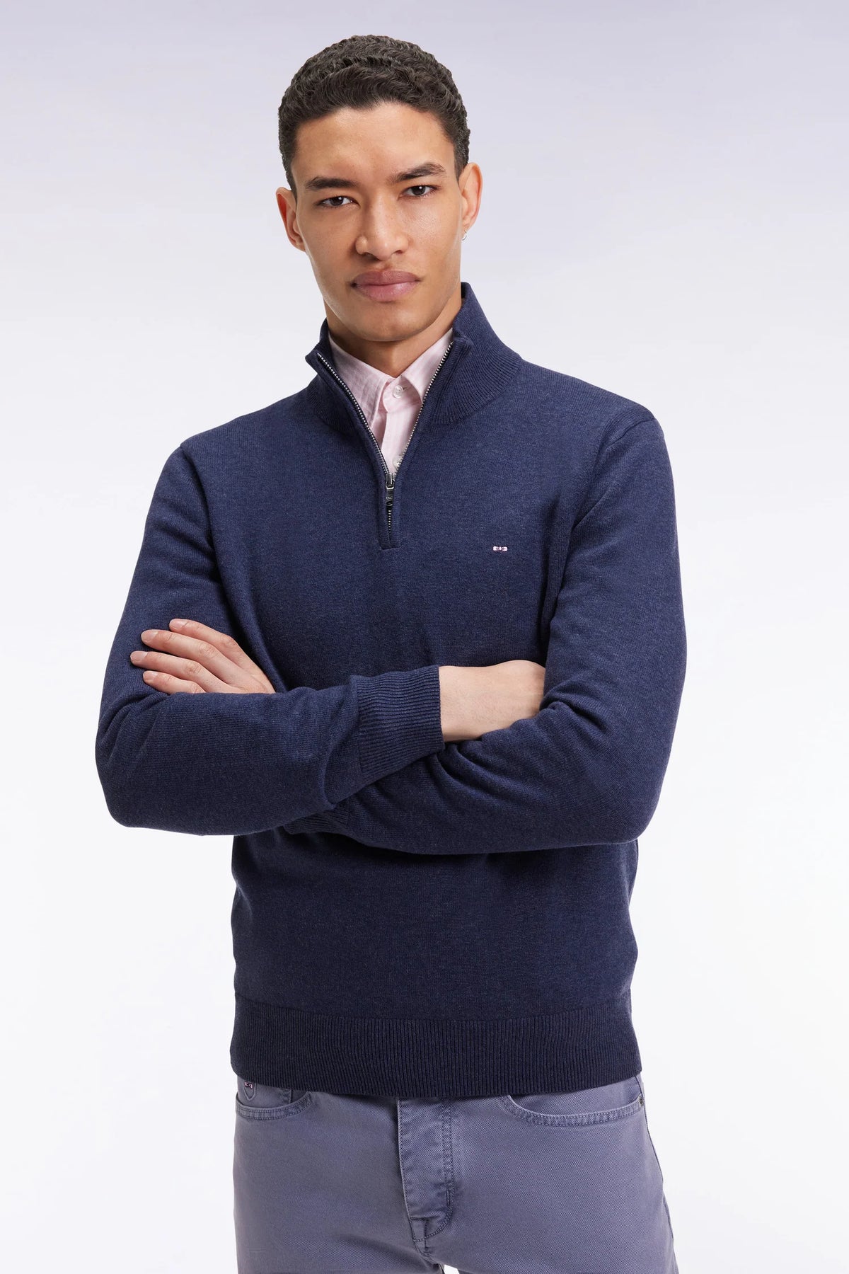 Eden Park - Wool Blend Trucker Neck Quarter-Zip, Blue