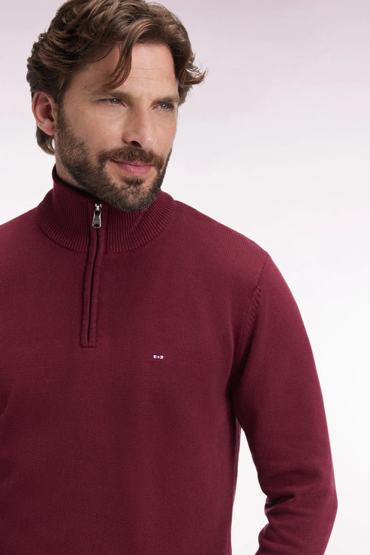 Eden Park - Heavy Cotton Trucker Neck Quarter-Zip, Burgundy