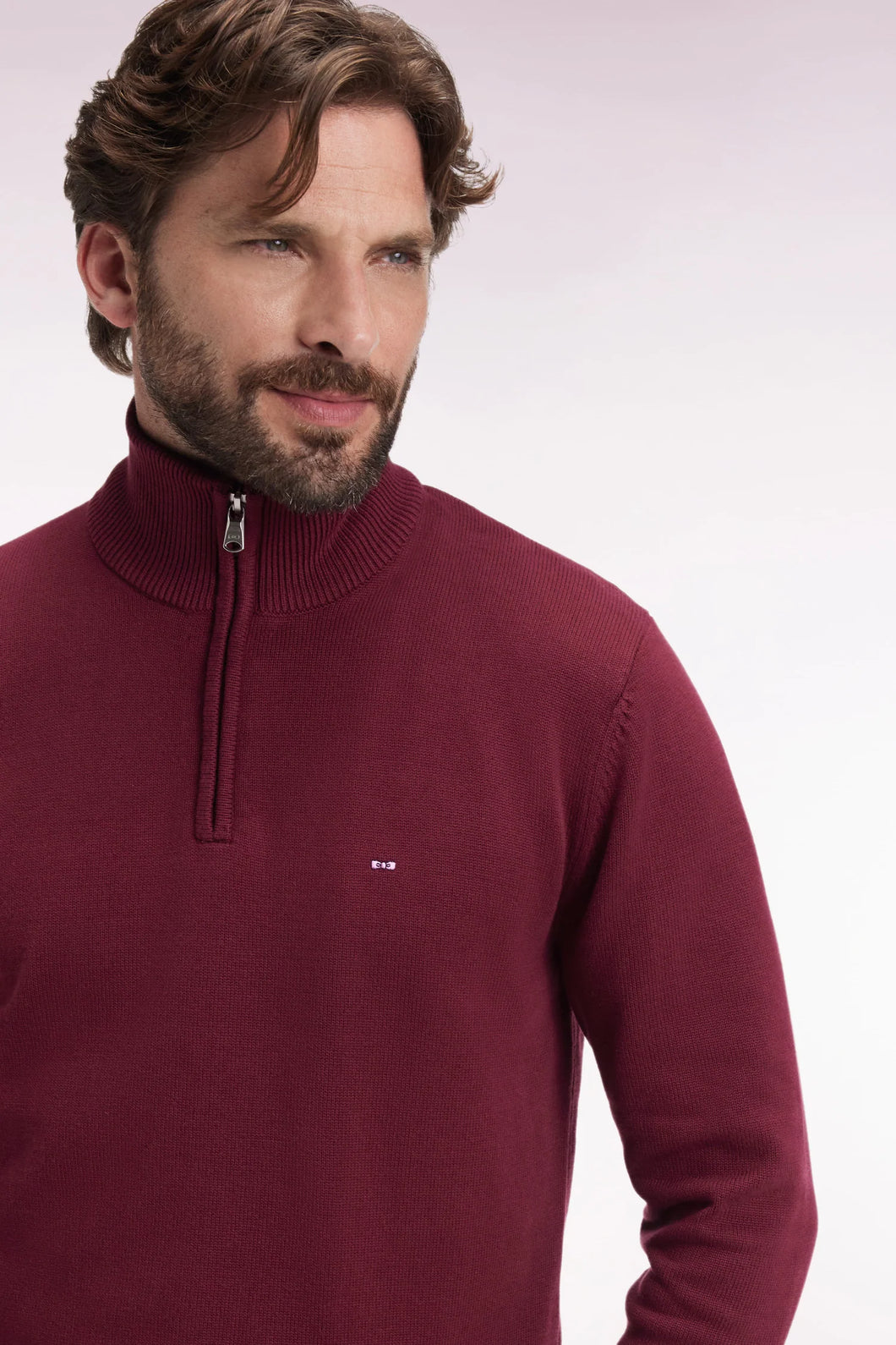 Eden Park - Heavy Cotton Trucker Neck Quarter-Zip, Burgundy