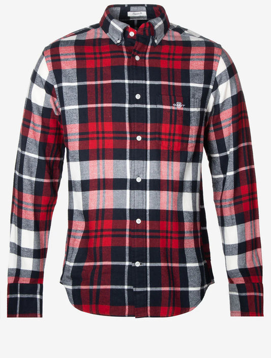 GANT - Reg Flannel Check Shirt, Ruby Red