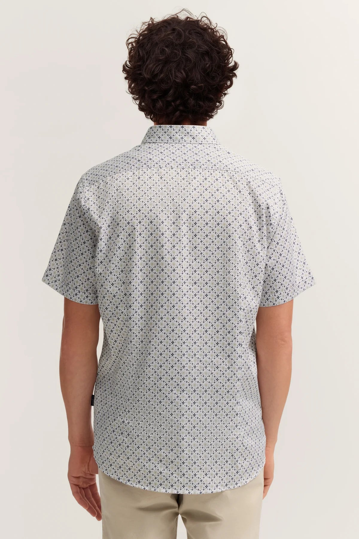 Bugatti - Short-Sleeved Button Down Shirt, Olive Micro-pattern