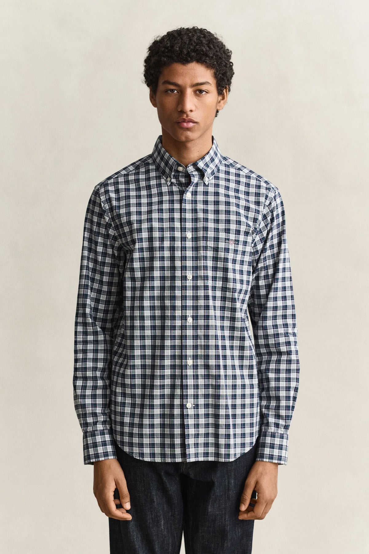 GANT - Reg Poplin Check Shirt, Dark Emerald