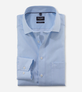 OLYMP - Luxor Business Shirt, Modern Fit, Global Kent, Striped Blue