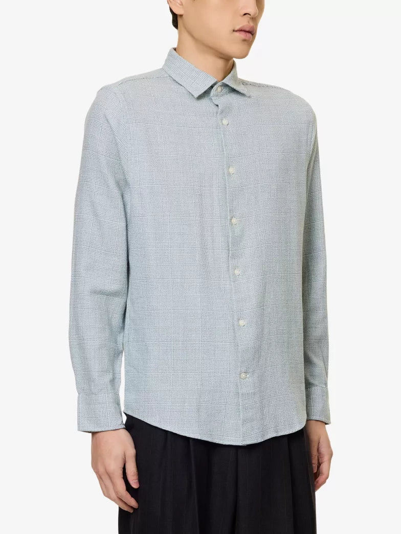 GANT - Cotton Regular Fit Jaspé Glencheck Shirt, Dark Emerald