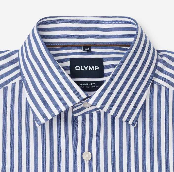 OLYMP - Luxor Modern Fit New Kent Business Shirt, Navy Stripe