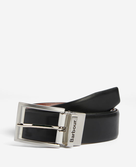 Barbour - Fife Reversible Leather Belt, Black / Chestnut Brown