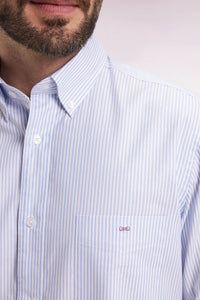 Eden Park - Striped Cotton Straight-Cut Shirt, Blue