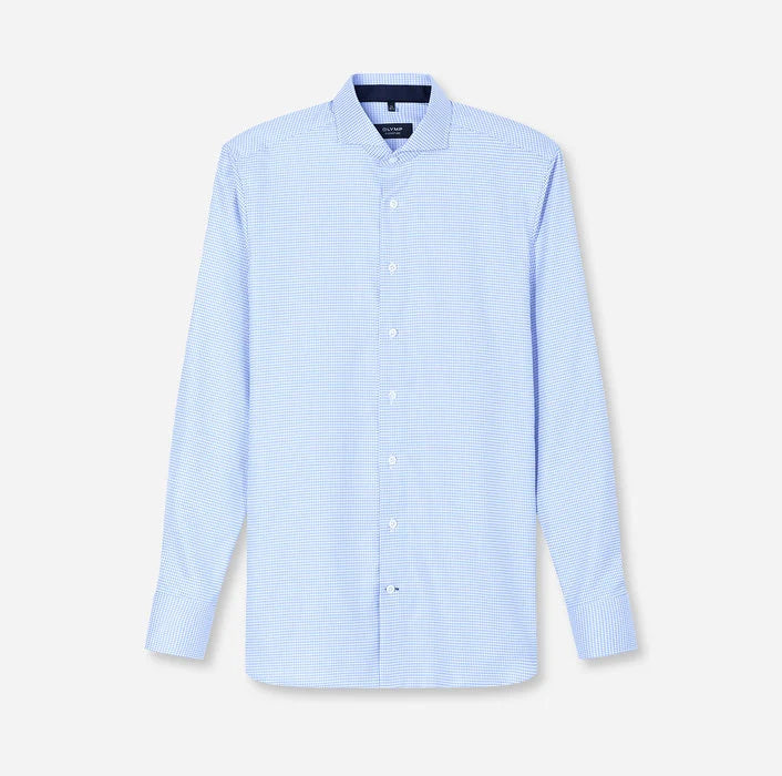 OLYMP - Signature Line Tailored Fit Business Shirt, Blue Structure