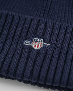 GANT - Cotton Blend Logo Beanie, Marine
