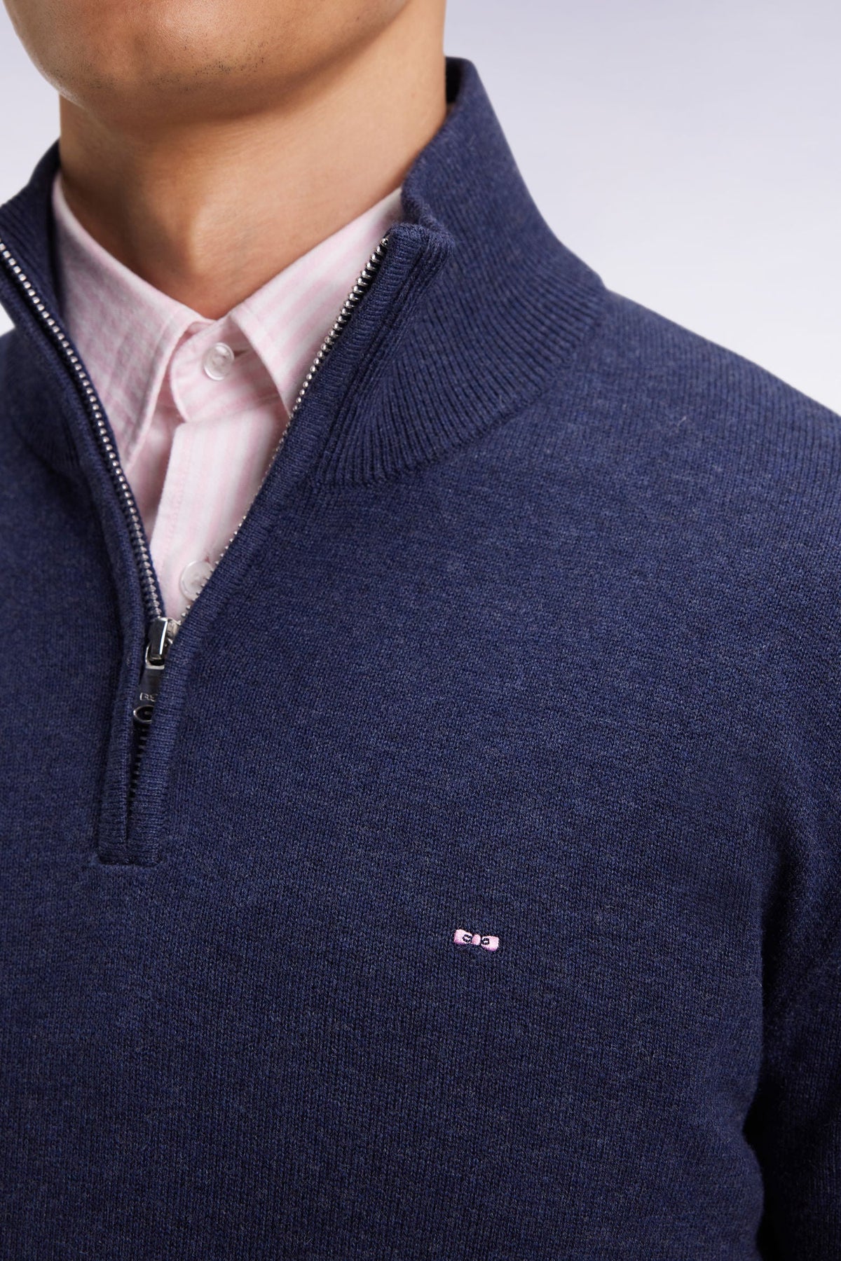 Eden Park - Wool Blend Trucker Neck Quarter-Zip, Blue