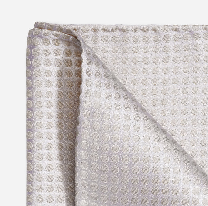 Olymp- Bow Tie/ Pocket Square Silk Pokadot Set, Nautral