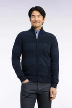 Load image into Gallery viewer, Eden Park - Cotton Striped Effect Full Zip Cardigan, Navy

