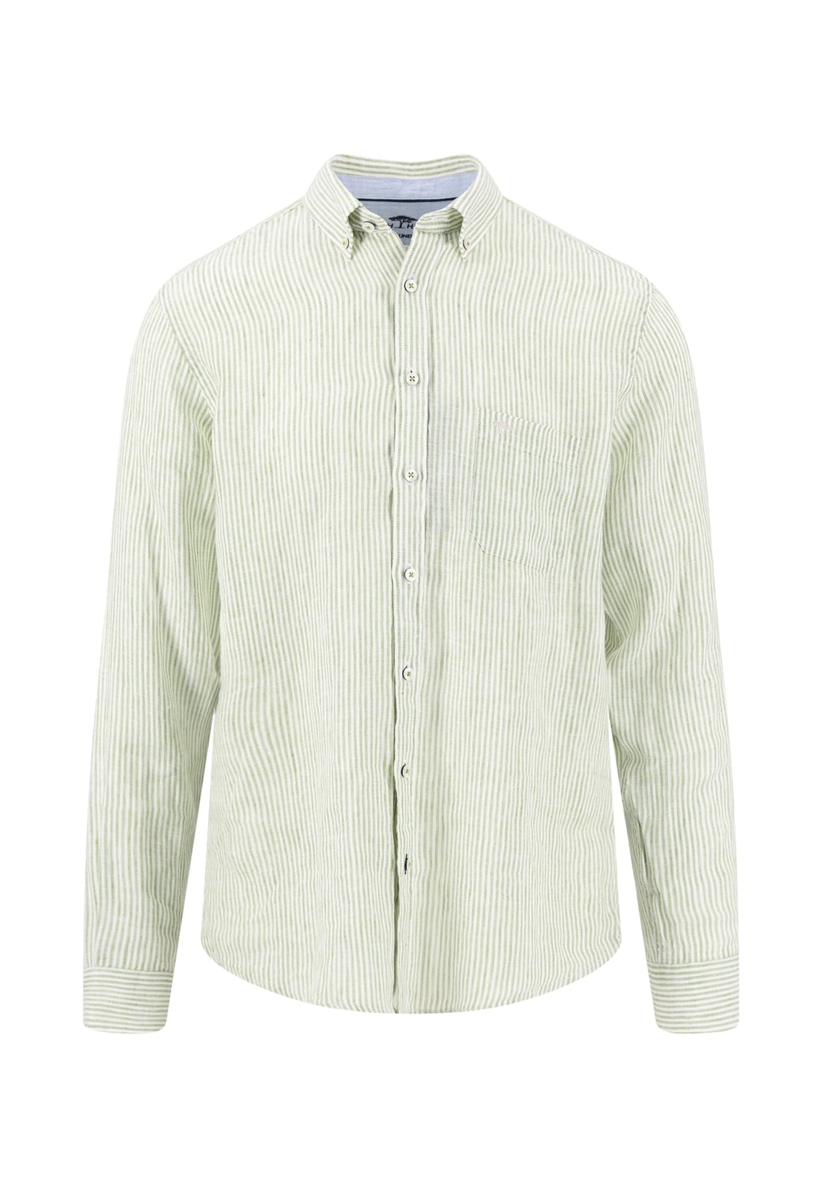 Fynch-Hatton - Linen Striped Button-Down Shirt, Avocado