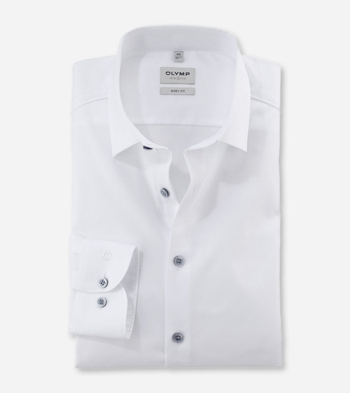 Olymp - Body Fit New York Kent Business Shirt, White Twill