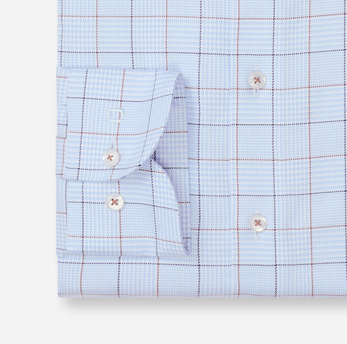 OLYMP - Luxor Modern Fit Royal Kent Business Shirt, Bleu Square Check