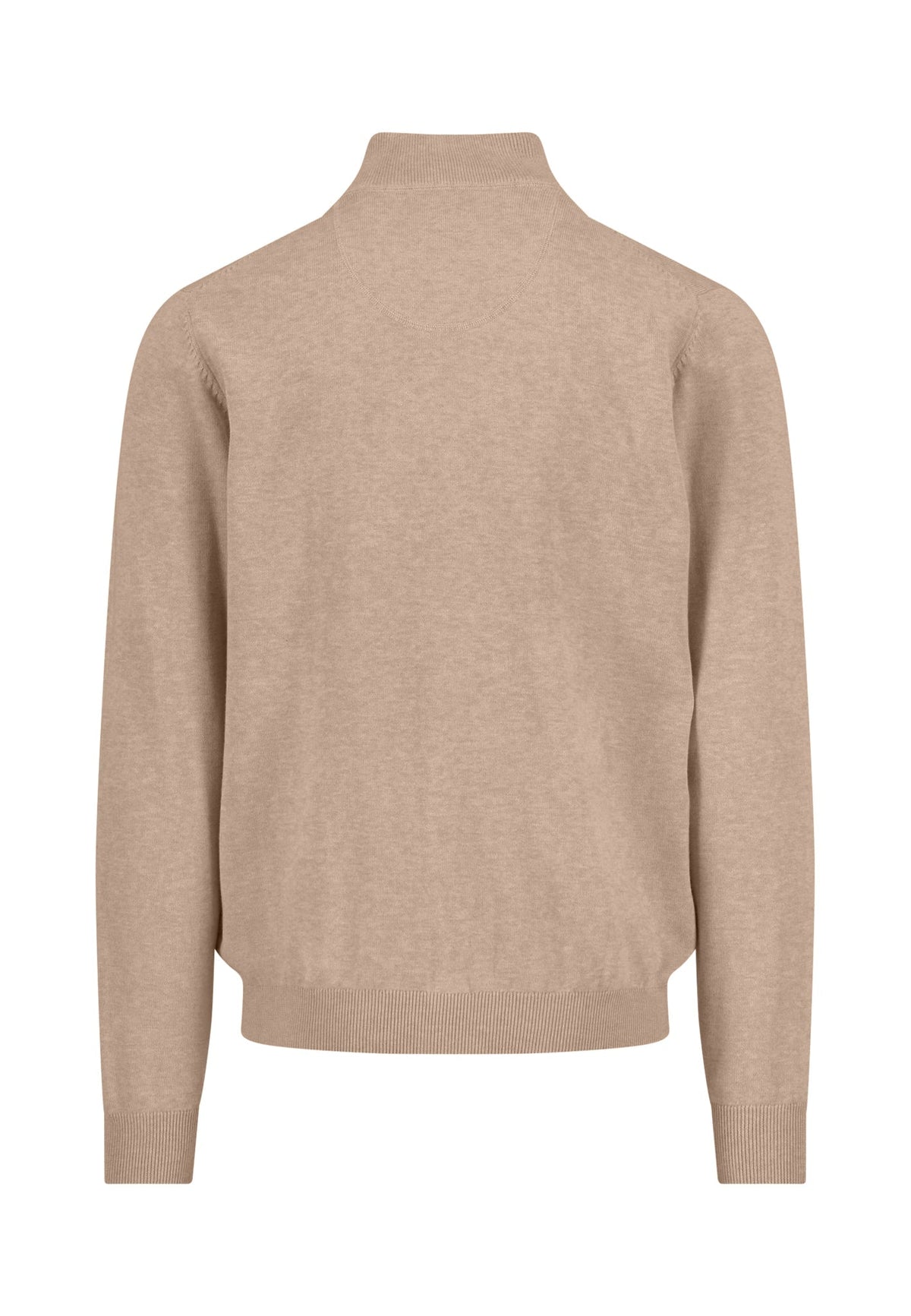 Fynch-Hatton - Knitted Cotton Troyer Collar Quarter-Zip, Taupe