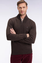 Load image into Gallery viewer, Eden Park - Wool Blend Trucker Neck Quarter-Zip, Brown
