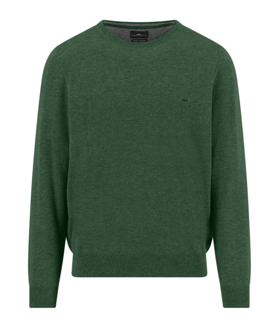 Fynch Hatton - Merino Cashmere, Crew Neck, Dark Leaf