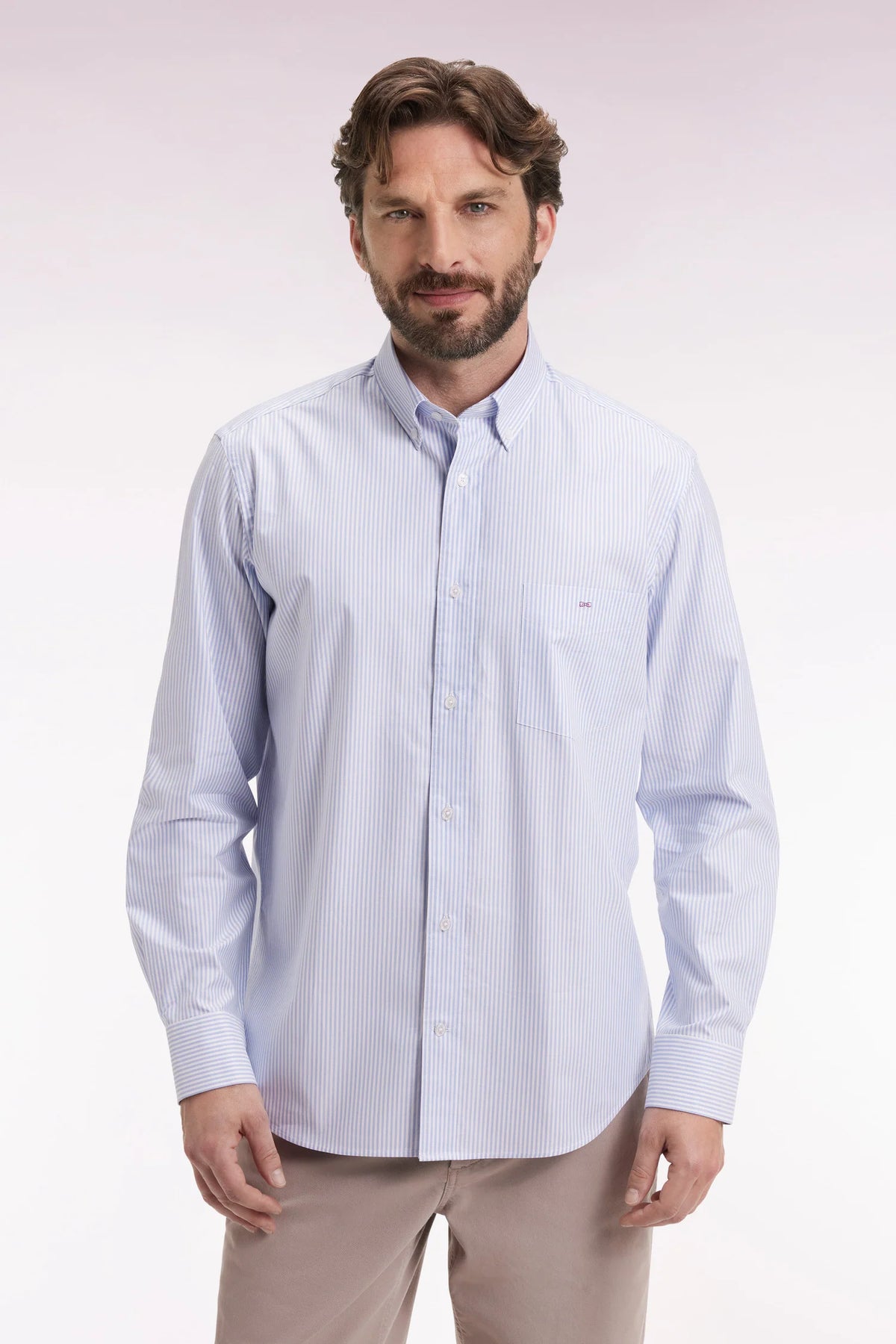 Eden Park - Striped Cotton Straight-Cut Shirt, Blue ( L Only)