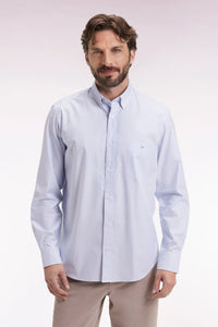 Eden Park - Striped Cotton Straight-Cut Shirt, Blue