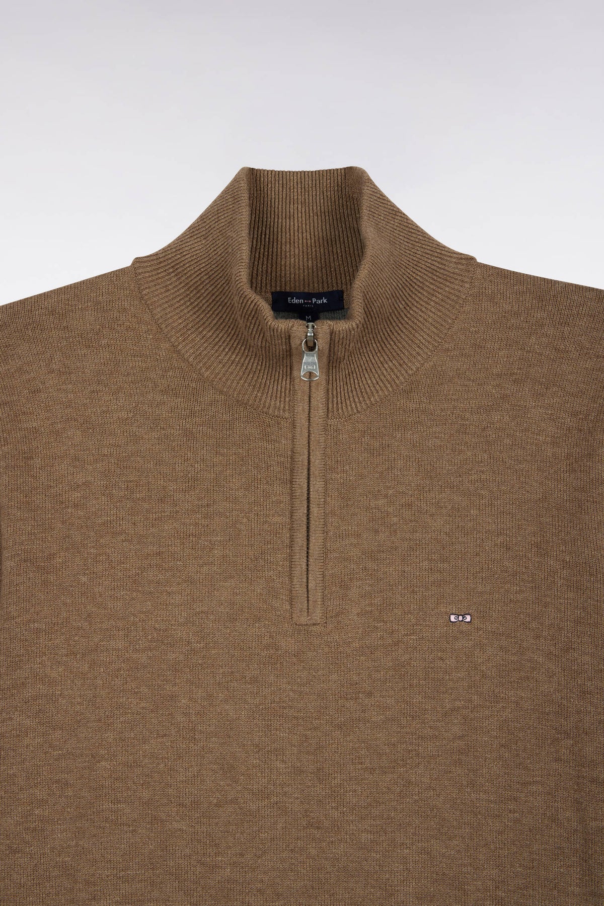 Eden Park - Wool Blend Trucker Neck Quarter-Zip, Coffee Beige