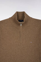 Load image into Gallery viewer, Eden Park - Wool Blend Trucker Neck Quarter-Zip, Coffee Beige
