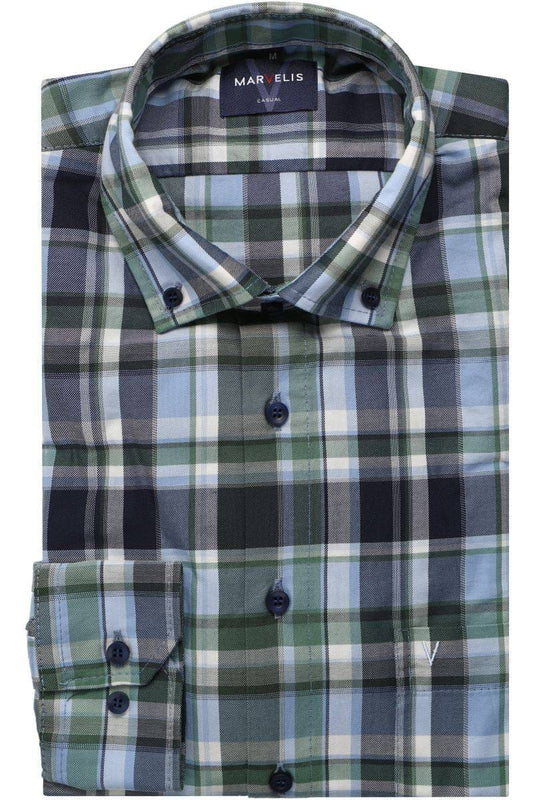 MarVelis - Casual Shirt, Green Check
