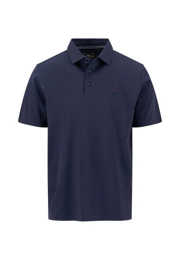 Fynch Hatton - Classic Collar Interlock Cotton Polo, Navy
